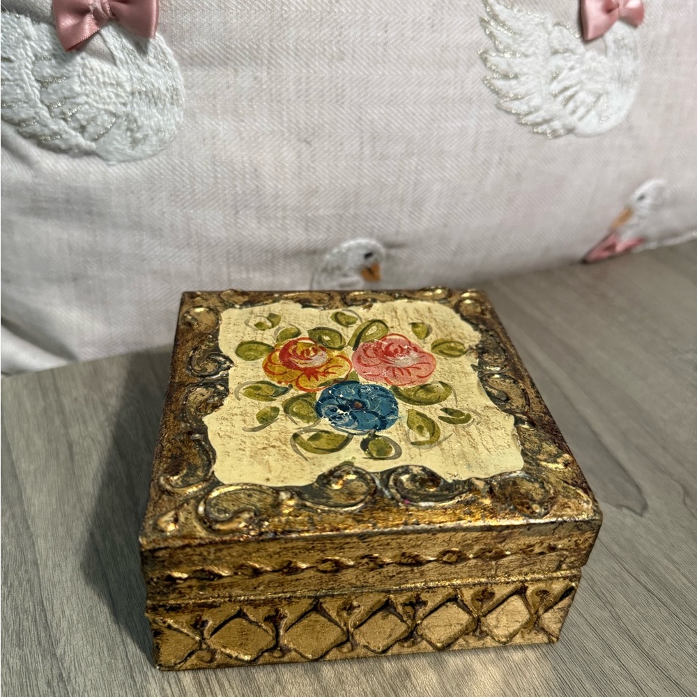 Vintage Italian Glided Wooden Trinket Box
